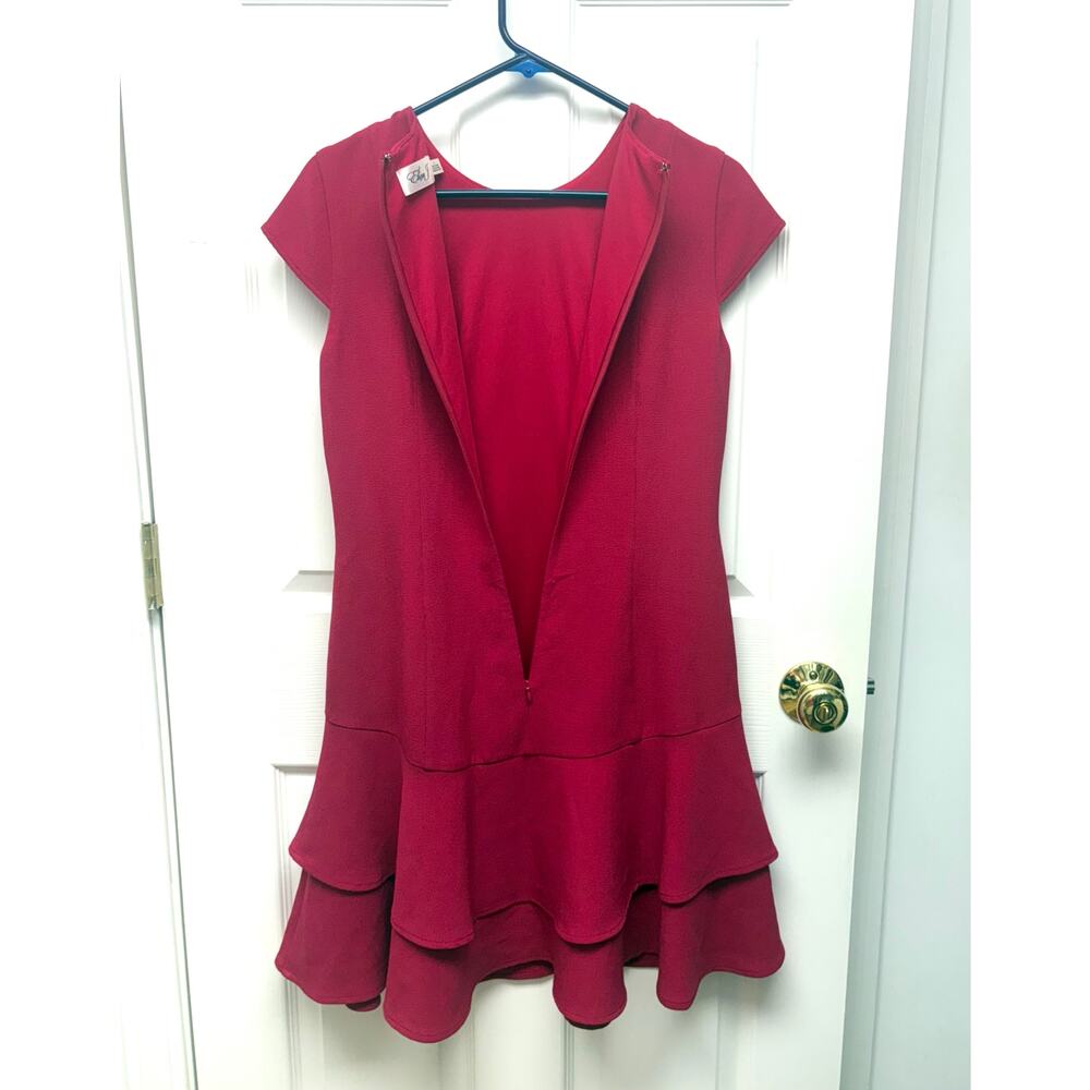 Eliza J Dress, Cap Sleeves, Fit Flare, Ruffled Skirt, Lined, Back Zip, Women's 6 - Picture 4 of 8